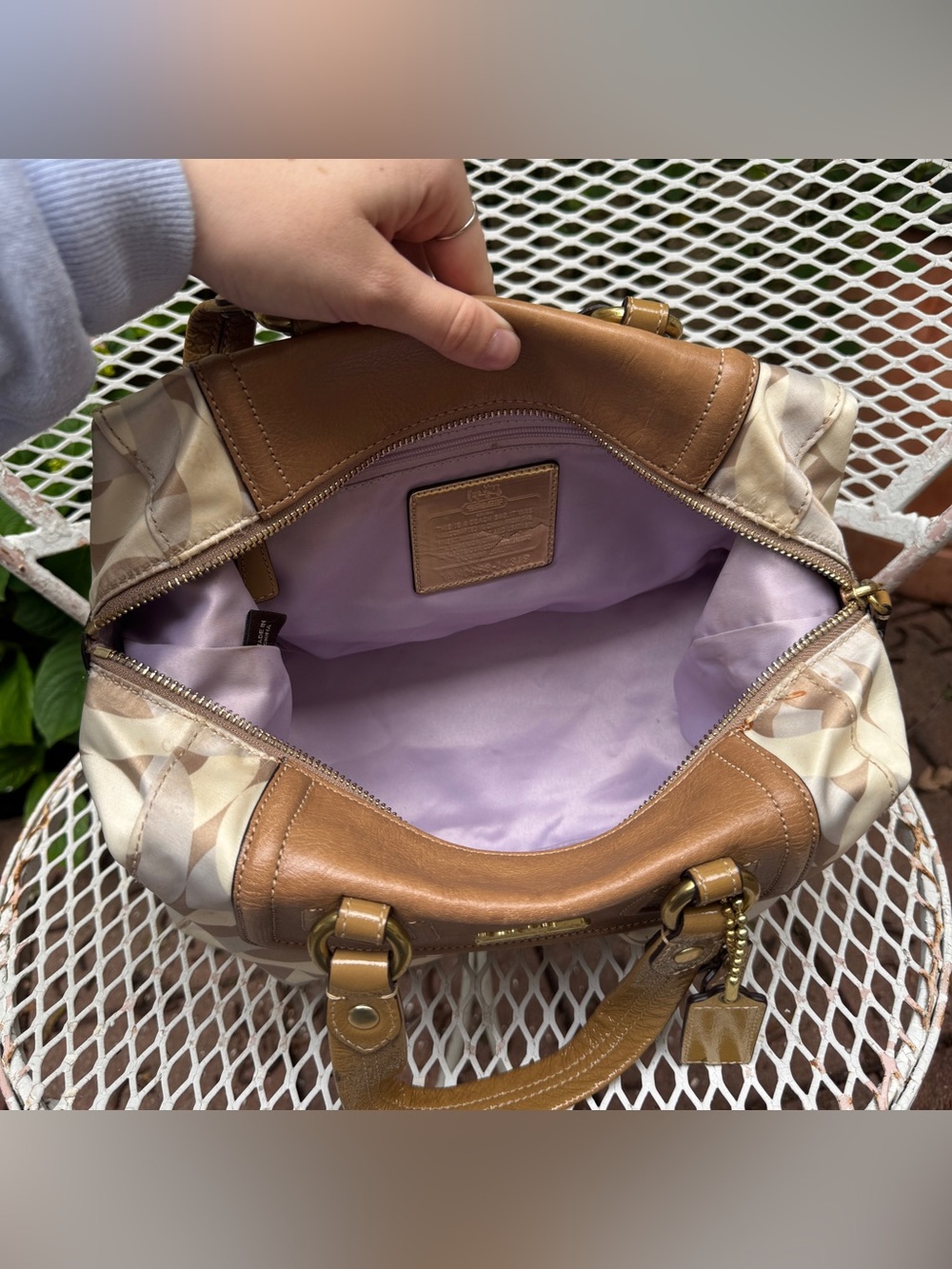 Y2K Coach Satin Monogramed Handbag - Picture 6 of 8